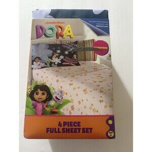Nickelodeon Dora The Explorer 4-Piece Microfiber Full Sheet Set Multicolor - NEW